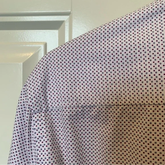 Strauss button up collared dress shirt men’s white red blue - Picture 4 of 6